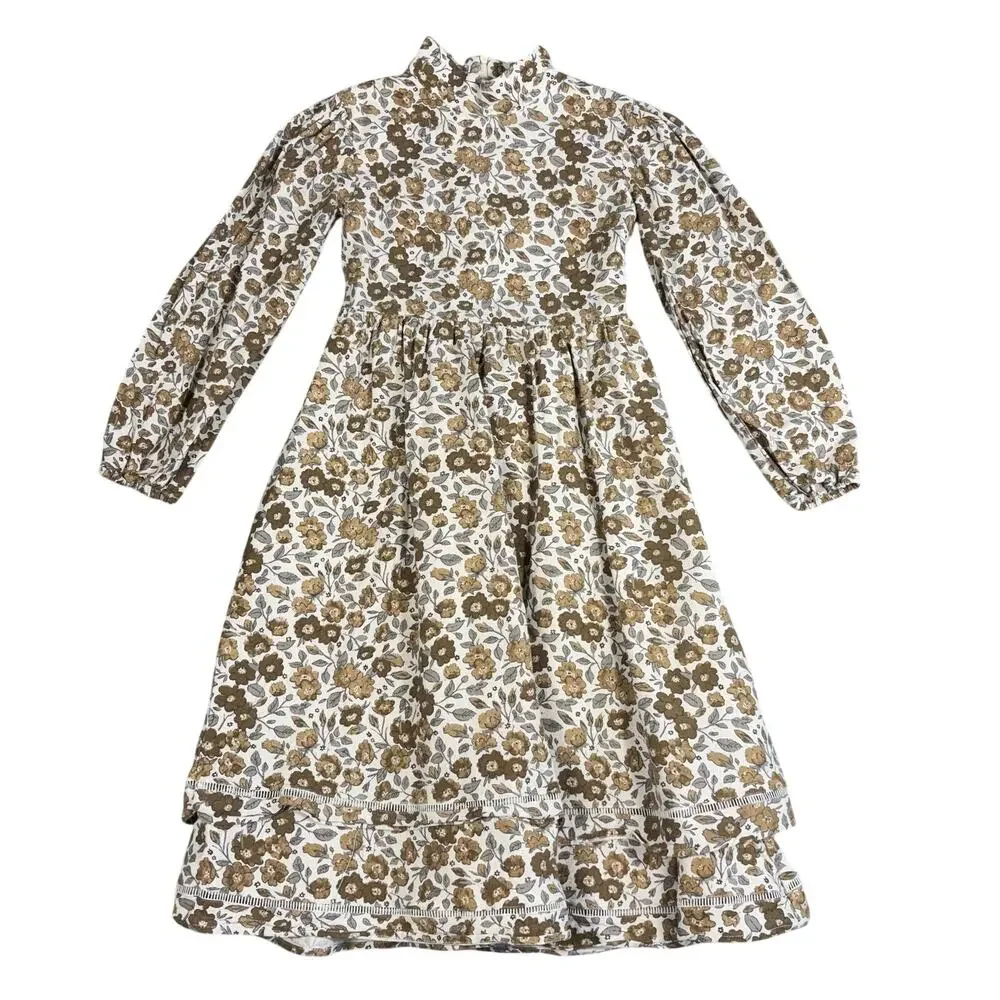 ONE CHILD Girls Floral Long Sleeve Cotton Dress Size 12 Cottagecore Prairie